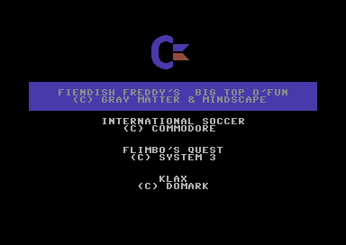 International Soccer title screen for Commodore 64